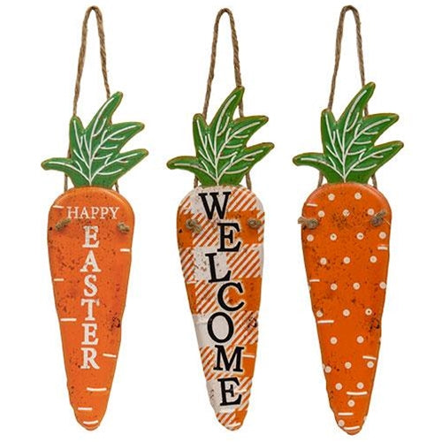 Easter Carrots Hanging Metal Sign