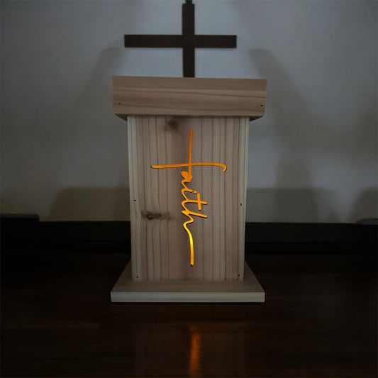 Handcrafted Cedar Lantern with "Faith" Design