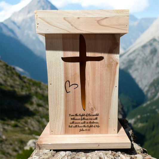 Cross Lantern - With – John 8:12 inscribed