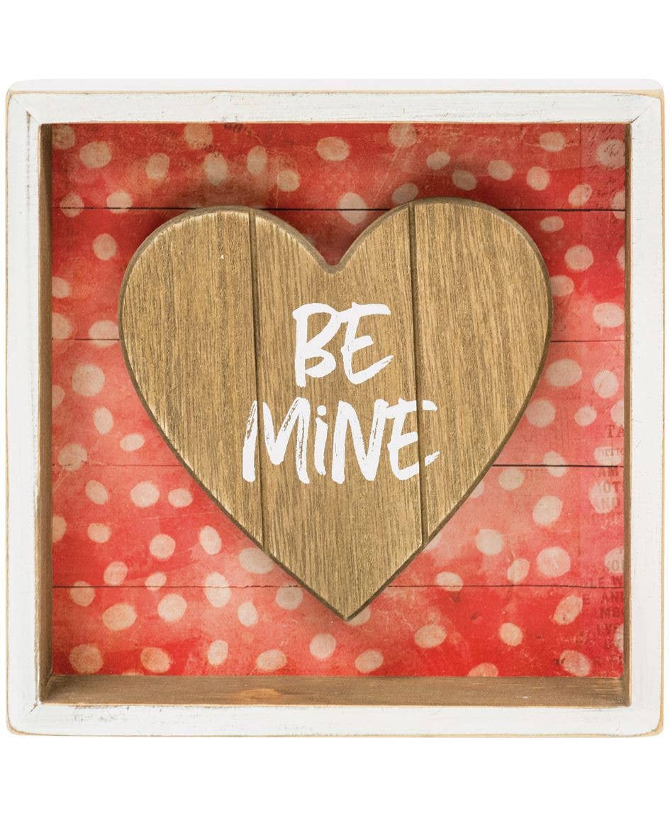 Be Mine Shadow Box Sign, 3 Assorted