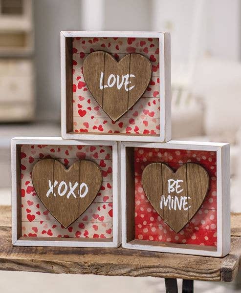 Be Mine Shadow Box Sign, 3 Assorted